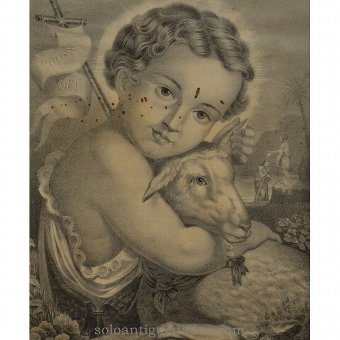 Antique Engraving "The child San Juan"
