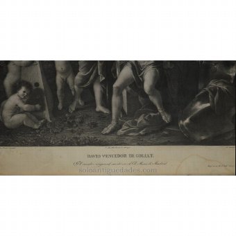 Antique Lithography "David Victorious over Goliath"
