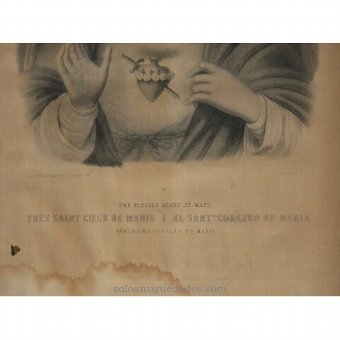 Antique Engraving "The Most Holy Heart of Mary"