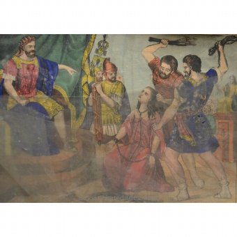 Antique Recorded painted "Santa Filomena whipped"