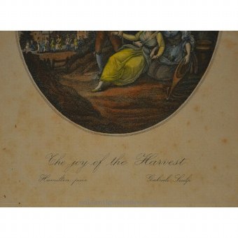 Antique Color Engraving "The Joy of the Harvest"
