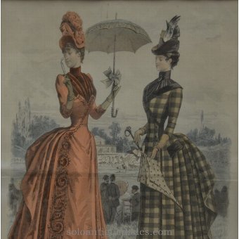 Antique Painted etching performed by Jules David and Gaillani