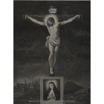 Antique Engraving "Holy Christ of obedience"