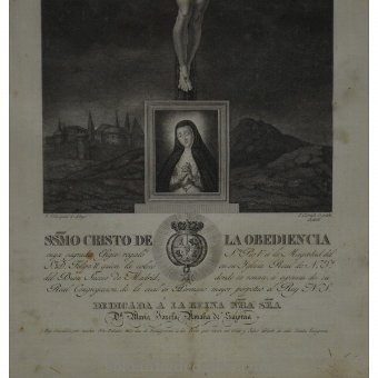 Antique Engraving "Holy Christ of obedience"