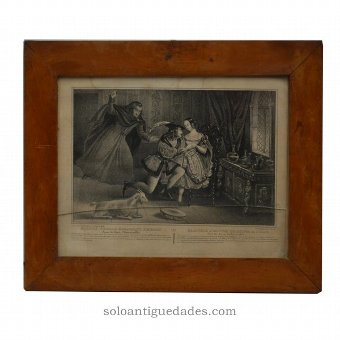 Engraving &quot;Claude Frollo murders Phoebus Esmeralda dans arms&quot;