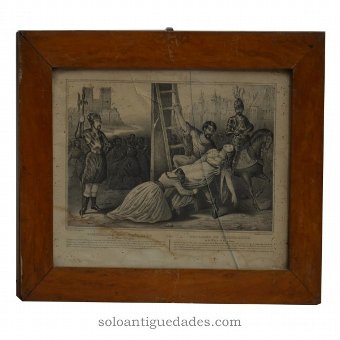 Engraving "Torment of Esmeralda in the Place de la Greva"
