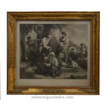 Engraving "Les vendanges to Naples"