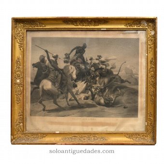 Engraving "Chasse aux lions"