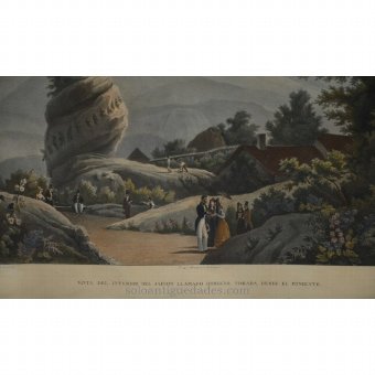 Antique Lithograph "View of the interior of the garden called Robledo taken from the west"