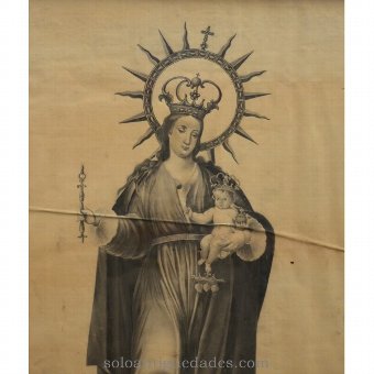 Antique Engraving "Our Lady of Charity"