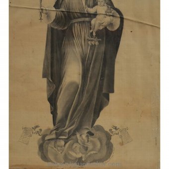 Antique Engraving "Our Lady of Charity"