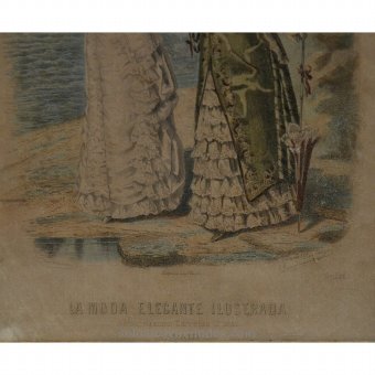 Antique Lithograph from the series "The illustrated elegant fashion"