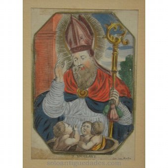 Antique Color engraving "St. Nicolaus"