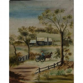 Oil on canvas rural landscape