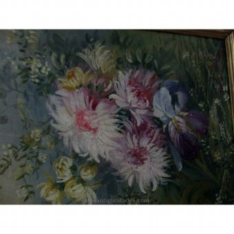 Antique Still life with flowers made in oil on canvas