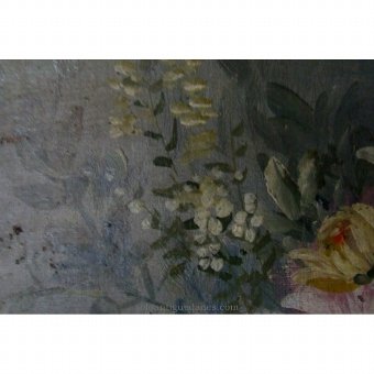 Antique Still life with flowers made in oil on canvas