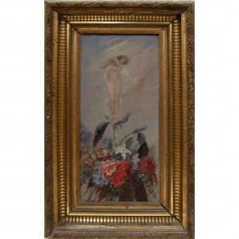 Oil on canvas with allegorical figure