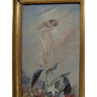 Antique Oil on canvas with allegorical figure