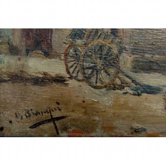 Antique Oil with landscape signed by B.Bianqui