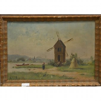 Oil landscape with mill