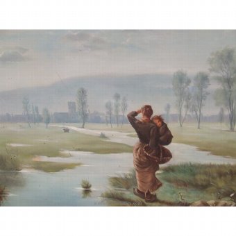 Antique Oil with landscape