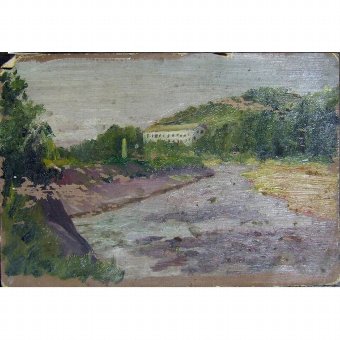 Landscape Oil on cardboard