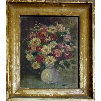 Oil on board with still life