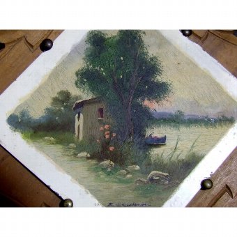 Antique Small oil with landscape