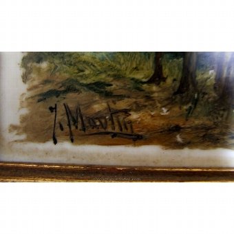 Antique Tile painting signed by J.MARTIN