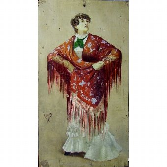 Oil on board with Andalusian woman