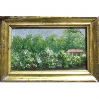 Oil on board with landscape