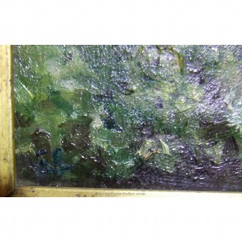Antique Oil on board with landscape