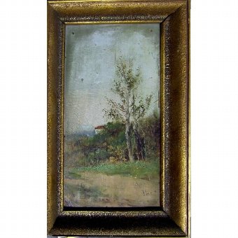 Oil with landscape signed by JL