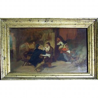 Set of oil paintings with scenes from &quot;Don Juan Tenorio&quot;