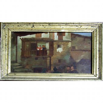 Antique Set of oil paintings with scenes from "Don Juan Tenorio"
