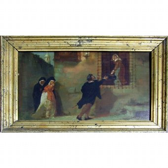 Antique Set of oil paintings with scenes from "Don Juan Tenorio"