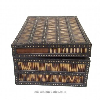Antique Jewelry box lined with bamboo stalks