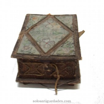 Antique Leather box decorated with crystals