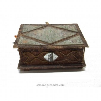Antique Leather box decorated with crystals