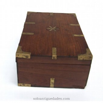 Antique Wooden jewelry box with metal fixtures