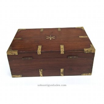 Antique Wooden jewelry box with metal fixtures