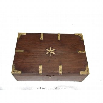Antique Wooden jewelry box with metal fixtures