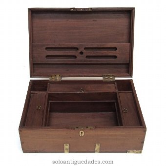 Antique Wooden jewelry box with metal fixtures
