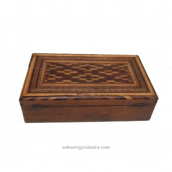 Antique Wooden box veneered in marquetry