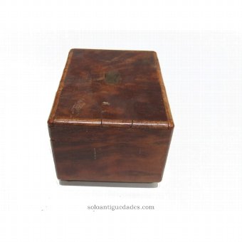 Antique Wooden jewelry box plated with metal fixtures