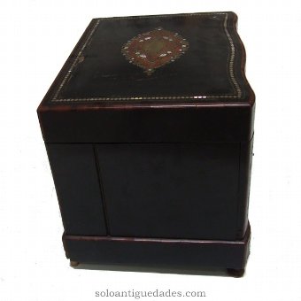 Antique Old wooden box liquor ebonised