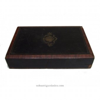 Old wooden jewelry box ebonised