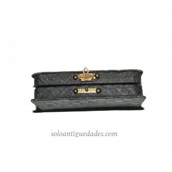 Antique Small jewelry box leather lined