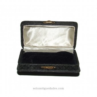 Antique Small jewelry box leather lined