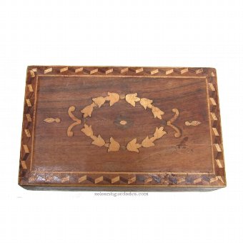 Antique Antigua collection box inlaid with floral decoration